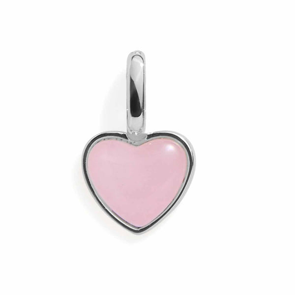 Elegant Rose Quartz Heart Charm for Jewelry Lovers - Wearing Felicity Rose-Quartz-Heart-Charm-Silver