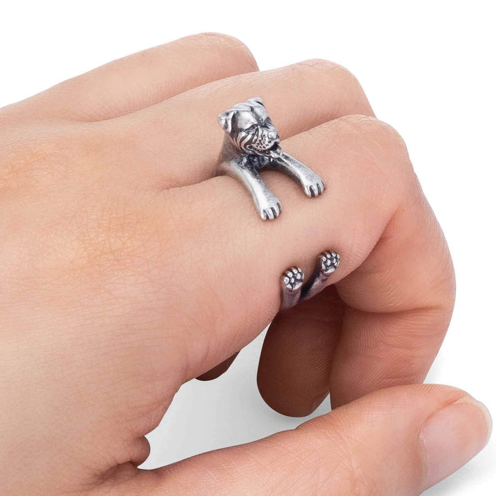 Stylish Rottweiler Wrap Ring for Dog Lovers - Wearing Felicity Rottweiler-Wrap-Ring