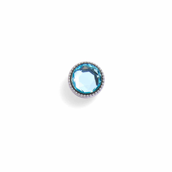 Personalized Round Birthstone Charm for Dogs -  Wearing Felicity Round-Birthstone-Charm-Blue-Zircon