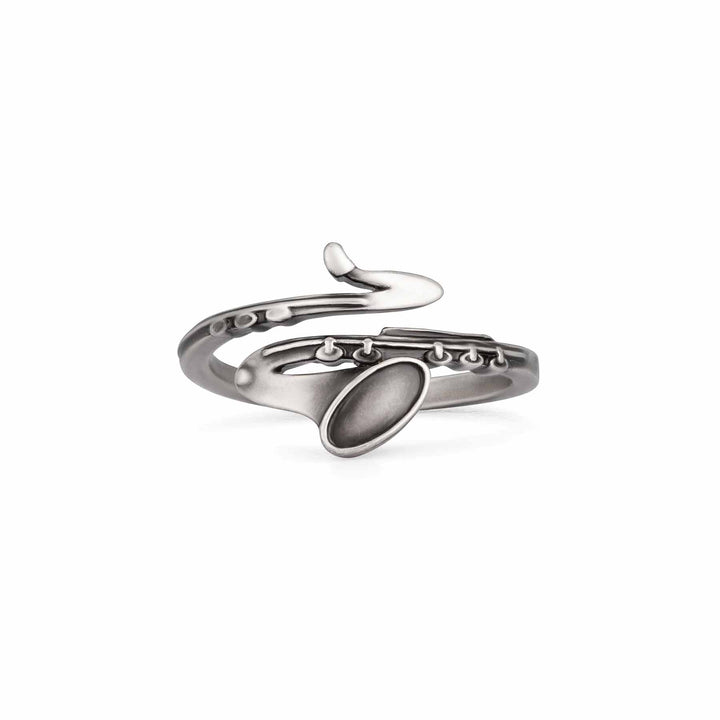 Stylish Saxophone Wrap Ring for Music Lovers - Wearing Felicity Saxophone-Wrap-Ring-Antique-Silver