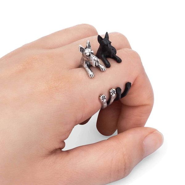 Charming Scottish Terrier Wrap Ring for Dog Lovers - Wearing Felicity Scottish-Terrier-Wrap-Ring-01