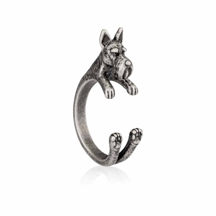 Charming Scottish Terrier Wrap Ring for Dog Lovers - Wearing Felicity Scottish-Terrier-Wrap-Ring-Silver