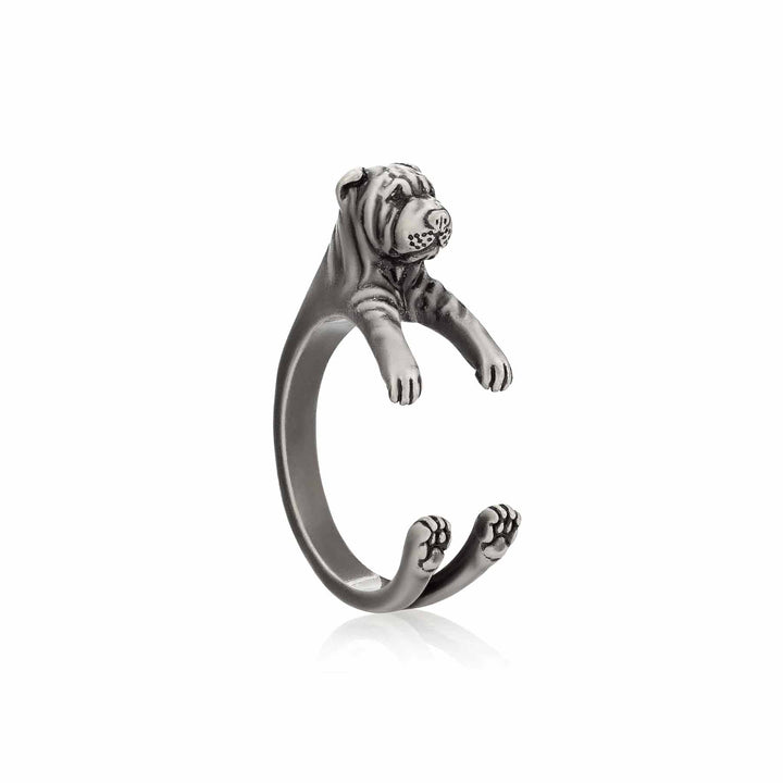 Stylish Shar Pei Wrap Ring for Dog Lovers - Wearing Felicity Shar-Pei-Wrap-Ring