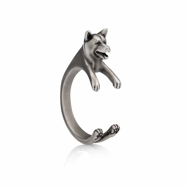 Stylish Shiba Inu Wrap Ring for Dog Lovers - Wearing Felicity Shiba-Inu-Wrap-Ring-Silver