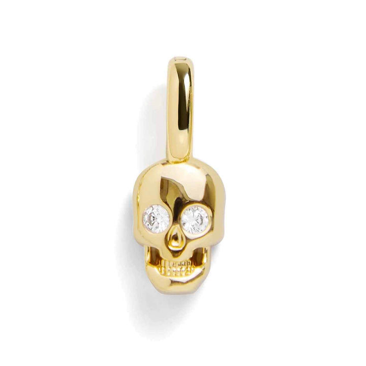 Stylish Skull Charm for Edgy Jewelry Lovers - Wearing Felicity Skull-Charm-Gold