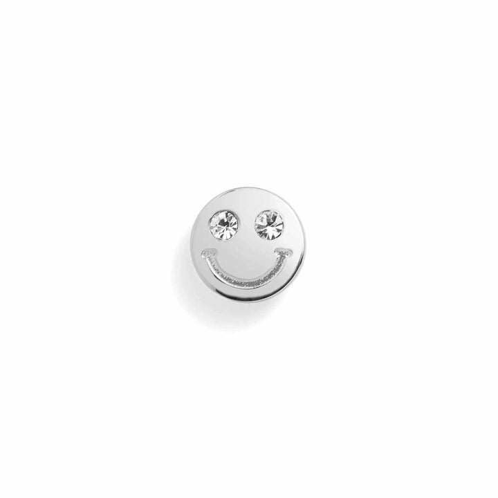 Smiley Face Dog Collar Charm for Happy Pets - Wearing Felicity Smiley-Face-Collar-Charm-Silver