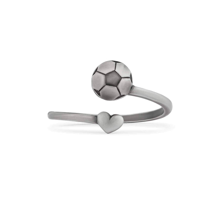 Stylish Soccer Wrap Ring for Sport Lovers - Wearing Felicity Soccer-Wrap-Ring-Antique-Silver