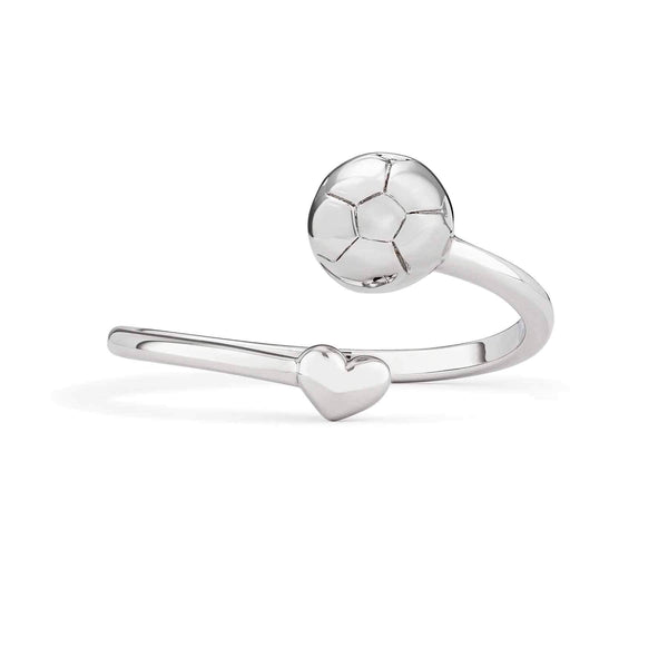 Stylish Soccer Wrap Ring for Sport Lovers - Wearing Felicity Soccer-Wrap-Ring-Silver