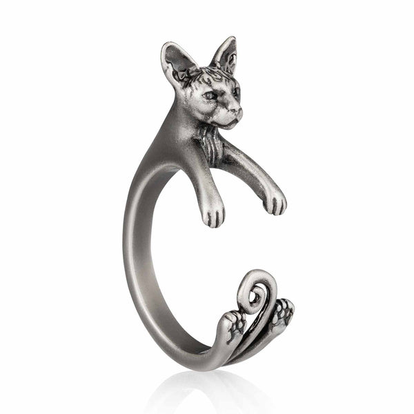 Sphynx Wrap Ring - Stylish Cat Jewelry for All - Wearing Felicity Sphynx-Wrap-Ring-01