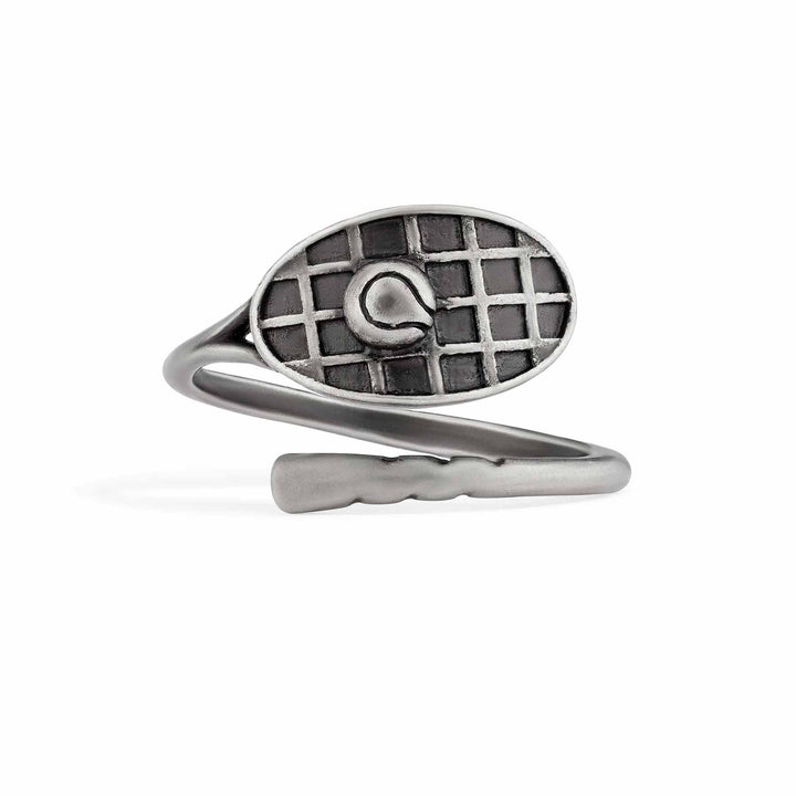 Stylish Tennis Wrap Ring for Sport Lovers - Wearing Felicity Tennis-Wrap-Ring-Antique-Silver