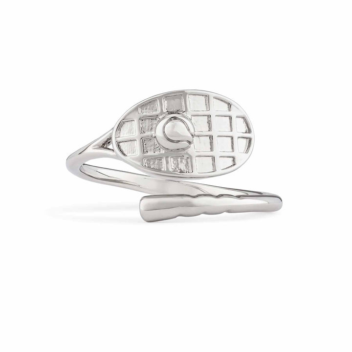 Stylish Tennis Wrap Ring for Sport Lovers - Wearing Felicity Tennis-Wrap-Ring-Silver