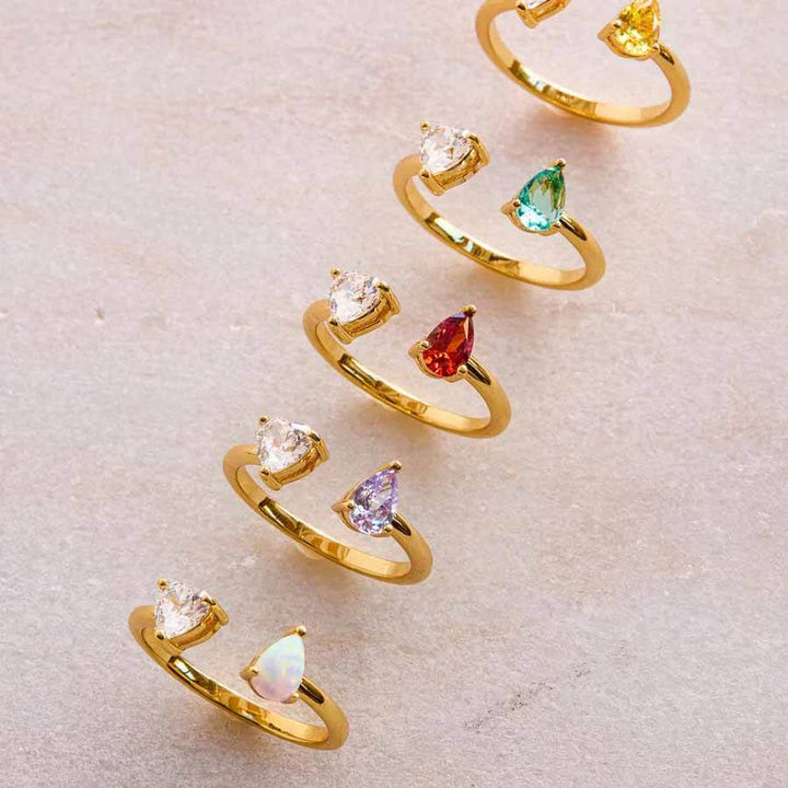 Toi Et Moi Heart Ring: Elegant Gold Birthstone Jewelry - Wearing Felicity Toi-Et-Moi-Heart-Ring-01