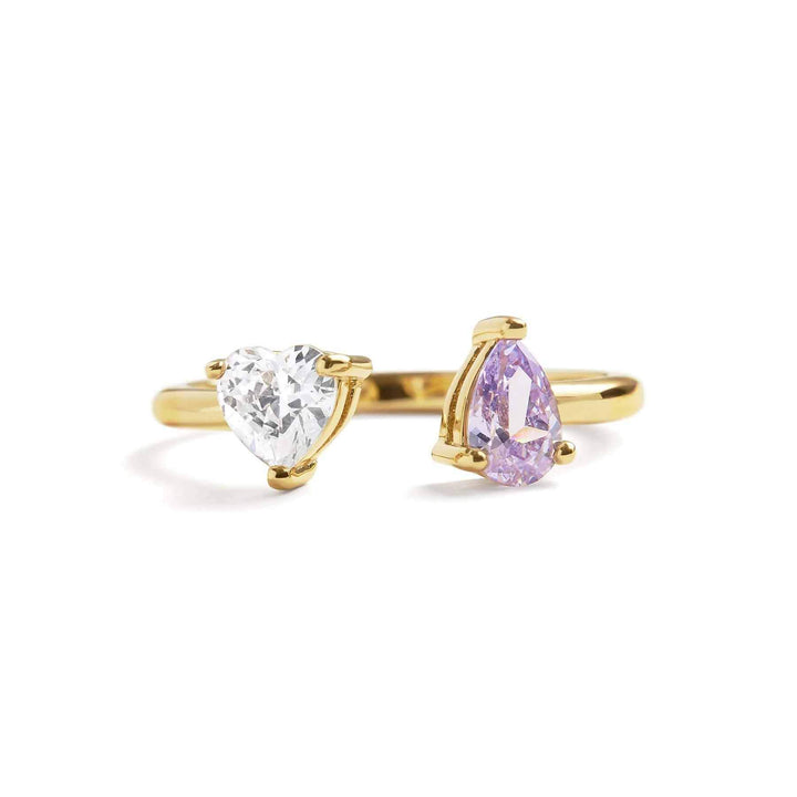 Toi Et Moi Heart Ring: Elegant Gold Birthstone Jewelry - Wearing Felicity Toi-Et-Moi-Heart-Ring-Gold-Alexandrite