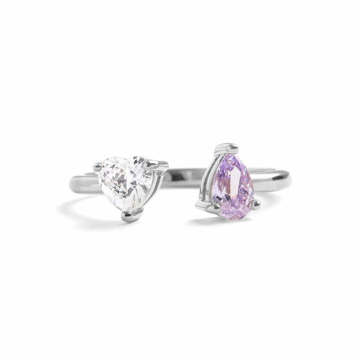 Toi Et Moi Heart Ring: Elegant Gold Birthstone Jewelry - Wearing Felicity Toi-Et-Moi-Heart-Ring-Silver-Alexandrite