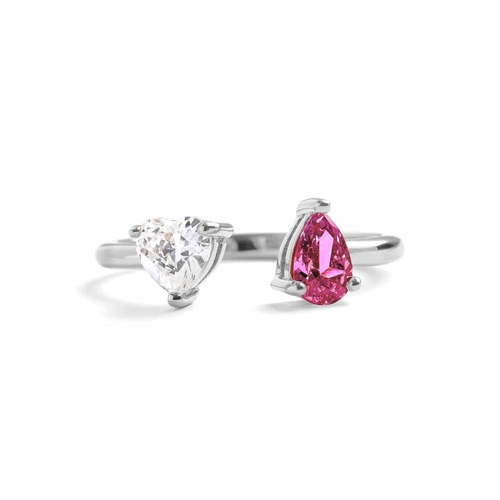 Toi Et Moi Heart Ring: Elegant Gold Birthstone Jewelry - Wearing Felicity Toi-Et-Moi-Heart-Ring-Silver-Garnet