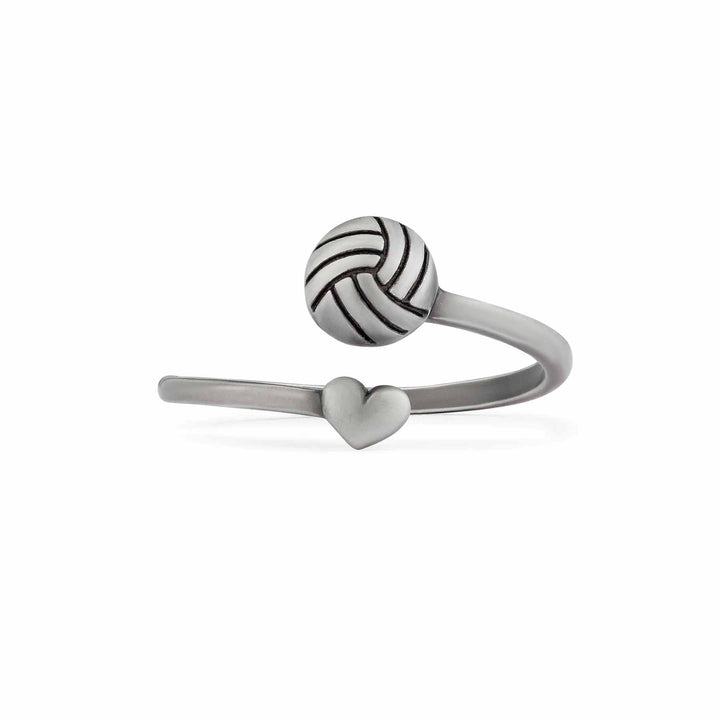 Stylish Volleyball Wrap Ring for Sport Lovers - Wearing Felicity Volleyball-Wrap-Ring-Antique-Silver