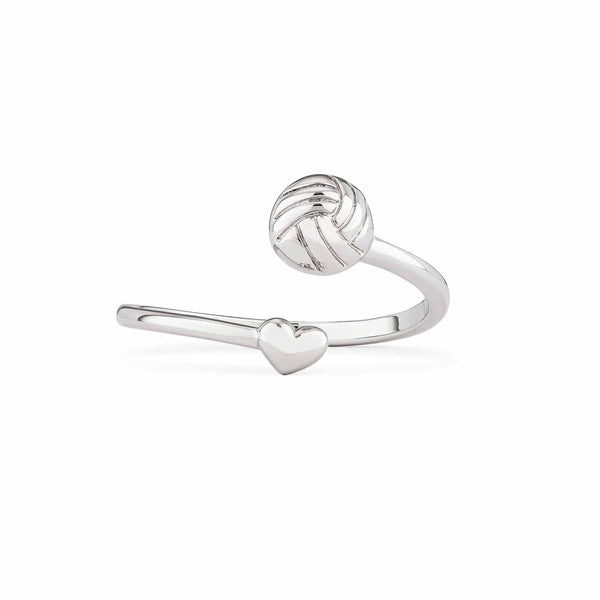 Stylish Volleyball Wrap Ring for Sport Lovers - Wearing Felicity Volleyball-Wrap-Ring-Silver