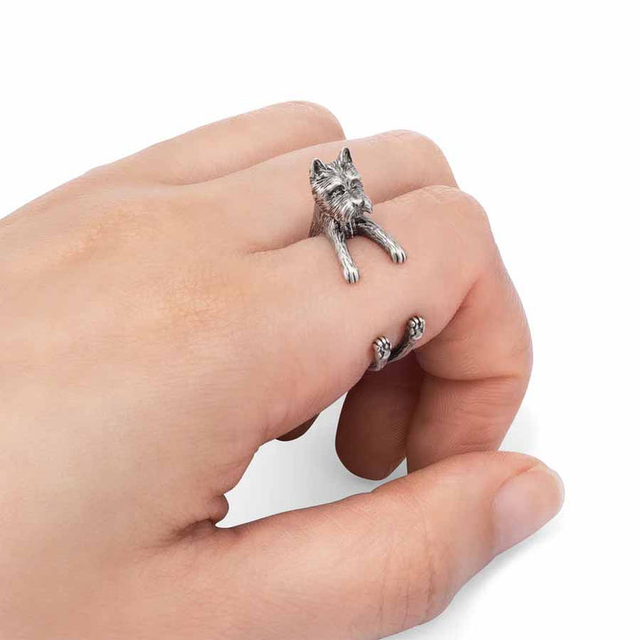 Stylish West Highland White Terrier Wrap Ring - Wearing Felicity West-Highland-White-Terrier-Wrap-Ring-02