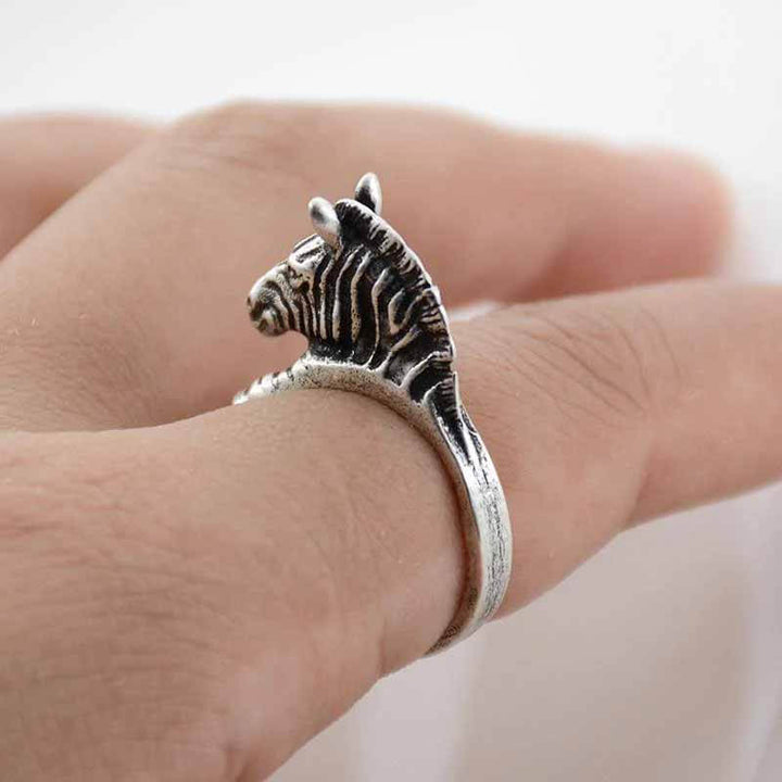 Stylish Zebra Wrap Ring - Perfect Gift for Animal Lovers - Wearing Felicity Zebra-Wrap-Ring-02