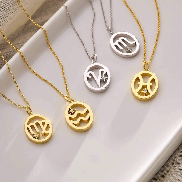 Elegant Zodiac Necklace - Personalized Jewelry - Wearing Felicity     
 Zodiac-Necklace-002