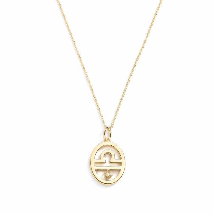 Elegant Zodiac Necklace - Personalized Jewelry - Wearing Felicity     
 Zodiac-Necklace-Gold-Libra