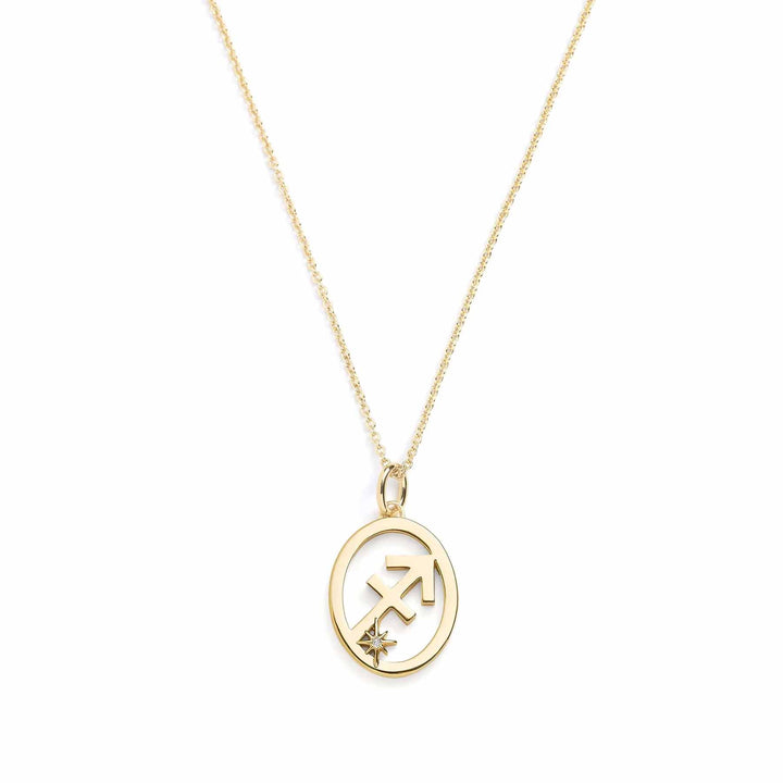 Elegant Zodiac Necklace - Personalized Jewelry - Wearing Felicity     
 Zodiac-Necklace-Gold-Sagittarius