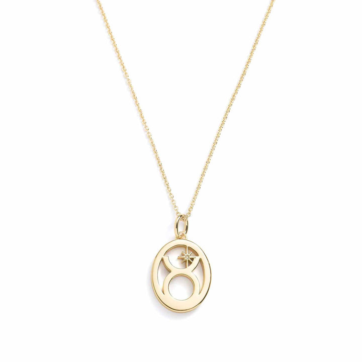 Elegant Zodiac Necklace - Personalized Jewelry - Wearing Felicity     
 Zodiac-Necklace-Gold-Taurus