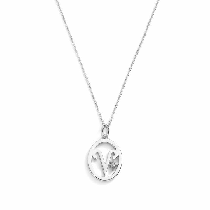 Elegant Zodiac Necklace - Personalized Jewelry - Wearing Felicity    
 Zodiac-Necklace-Silver-Aries  