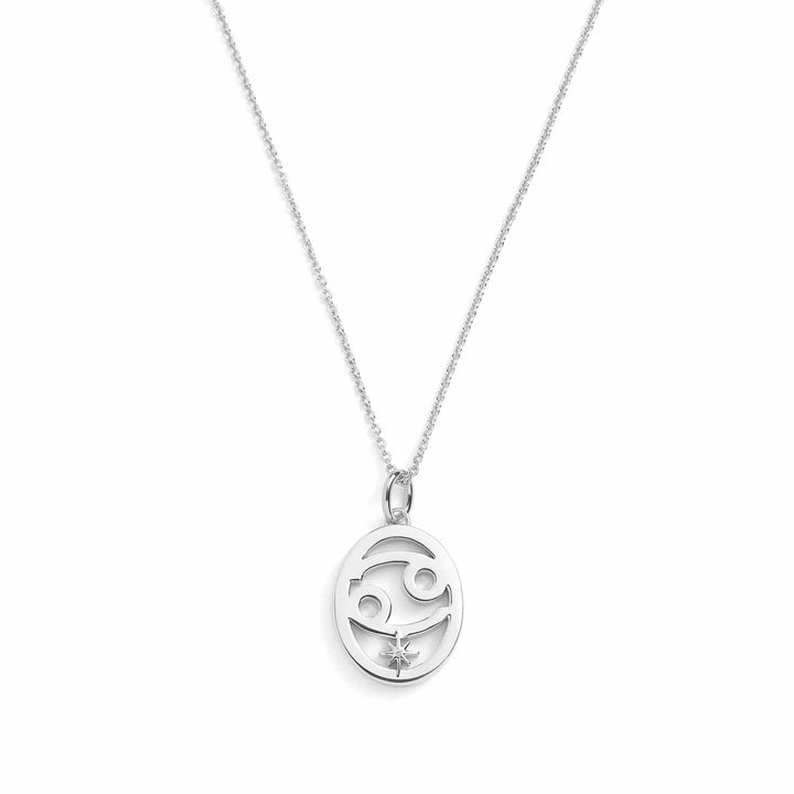 Elegant Zodiac Necklace - Personalized Jewelry - Wearing Felicity     
 Zodiac-Necklace-Silver-Cancer