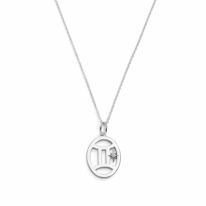 Elegant Zodiac Necklace - Personalized Jewelry - Wearing Felicity     
 Zodiac-Necklace-Silver-Gemini