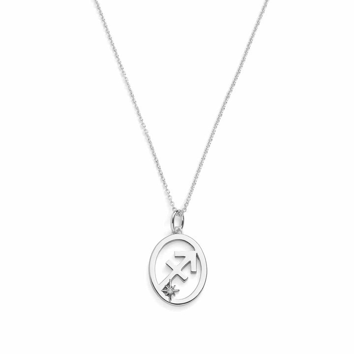 Elegant Zodiac Necklace - Personalized Jewelry - Wearing Felicity     
 Zodiac-Necklace-Silver-Sagittarius