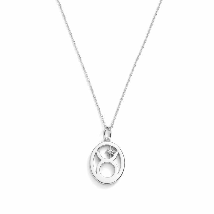 Elegant Zodiac Necklace - Personalized Jewelry - Wearing Felicity     
 Zodiac-Necklace-Silver-Taurus